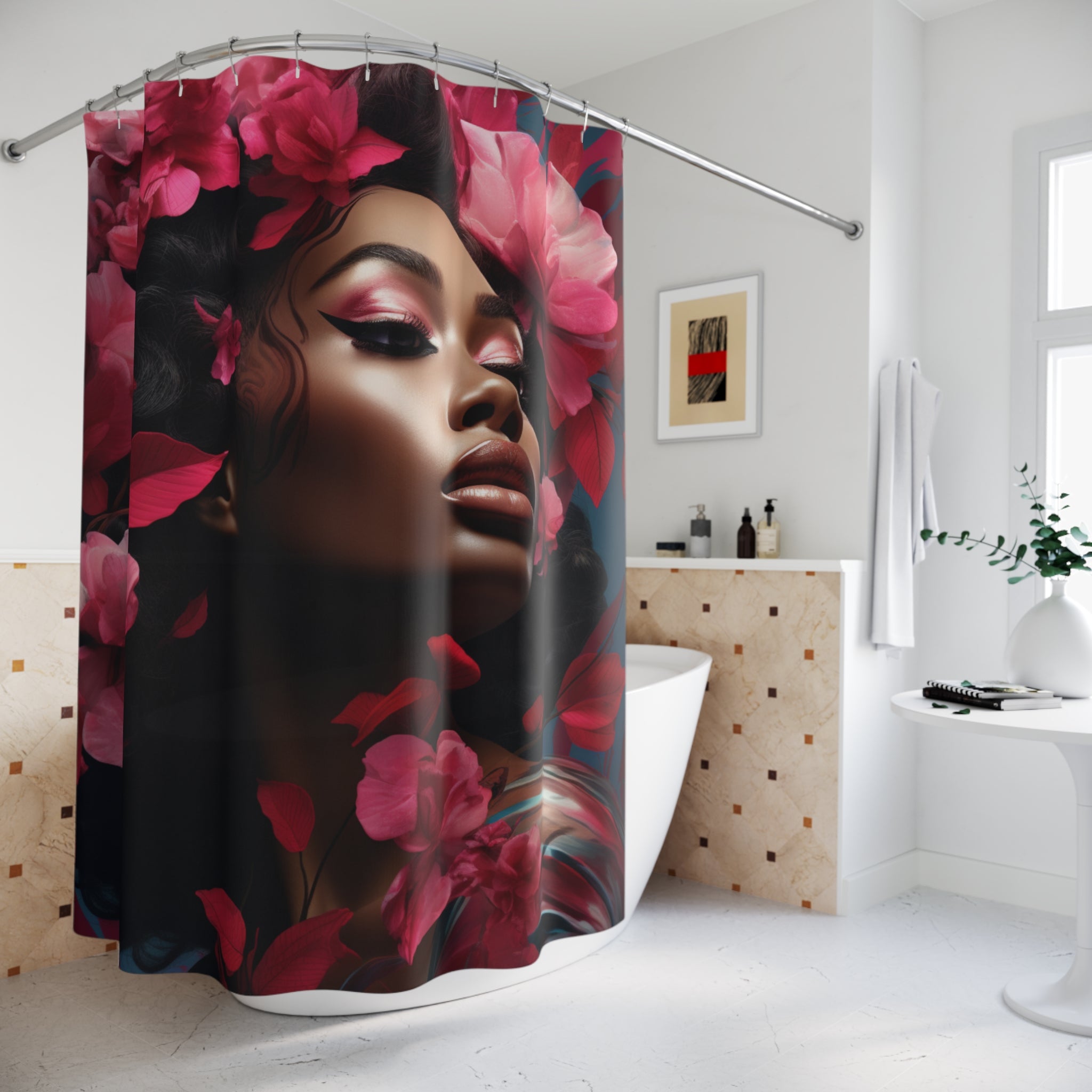 Tropical oasis Polyester Shower Curtain