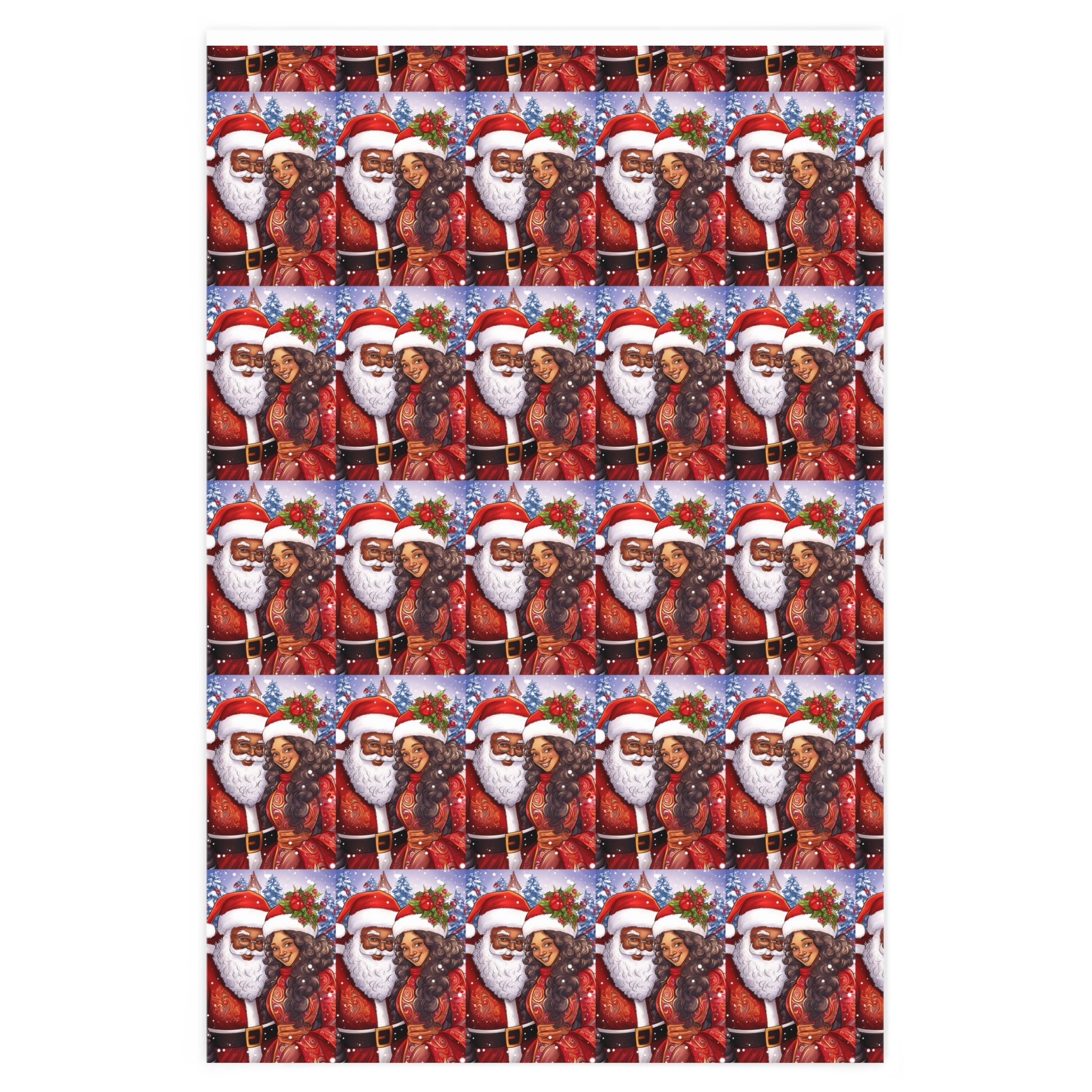 Mr and Mrs Clause blue and red Wrapping Paper