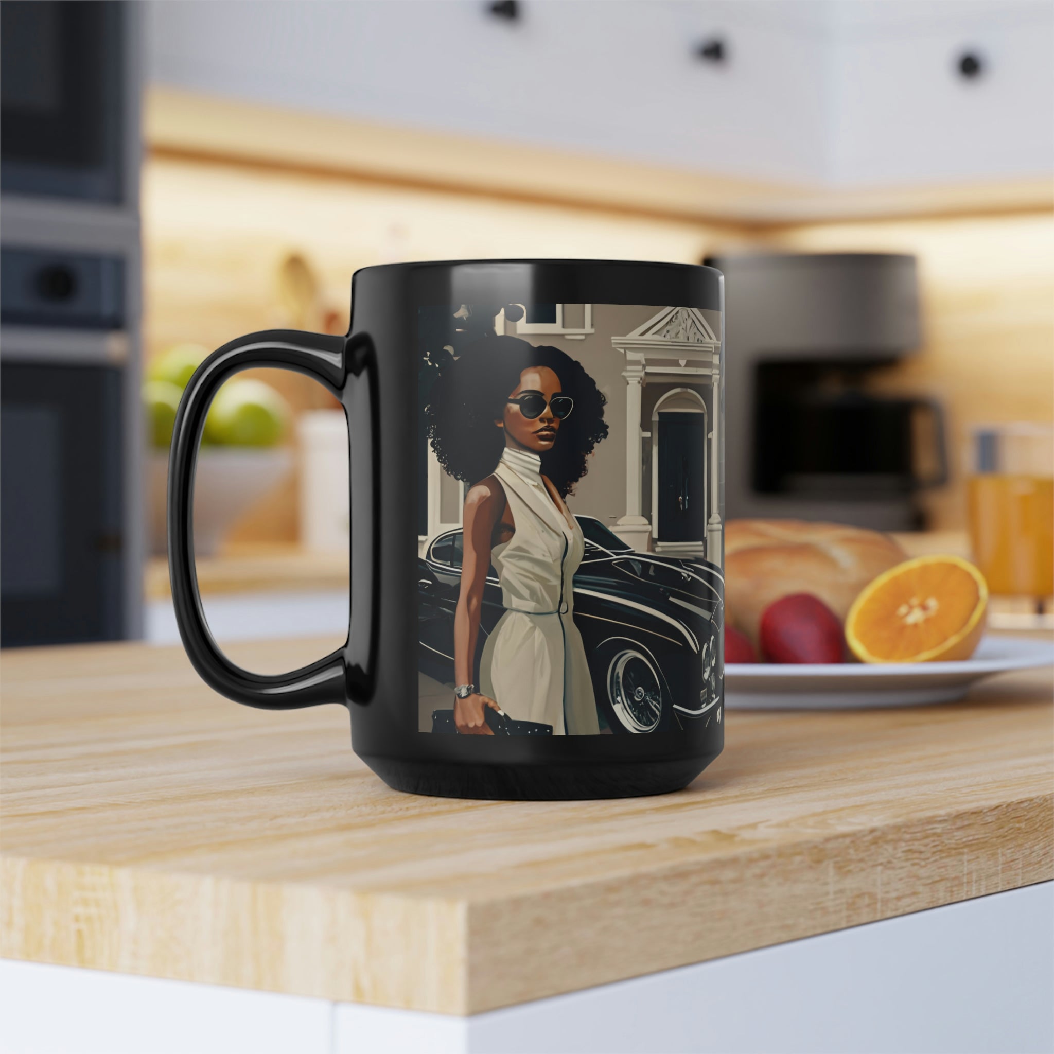Wake up Beauty Black Mug, 15oz