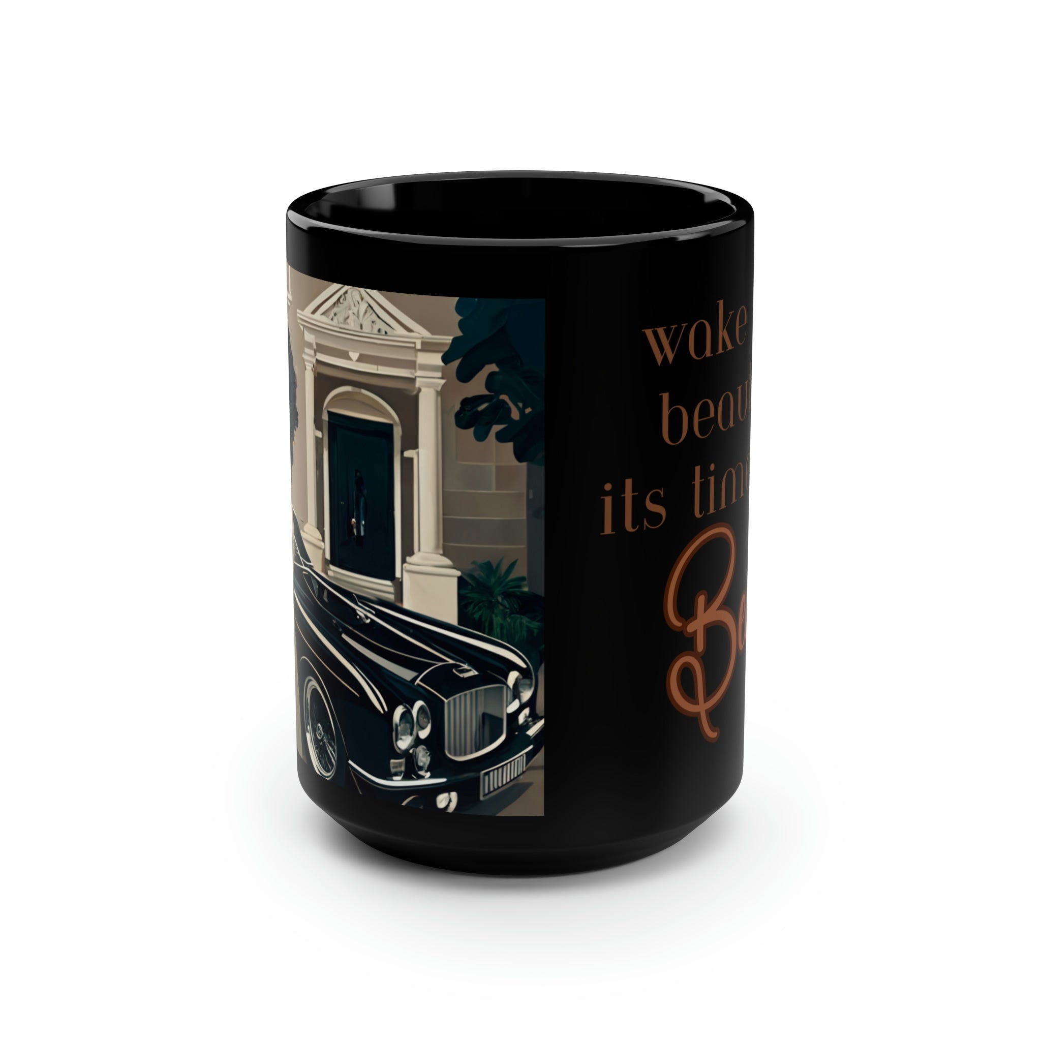 Wake up Beauty Black Mug, 15oz