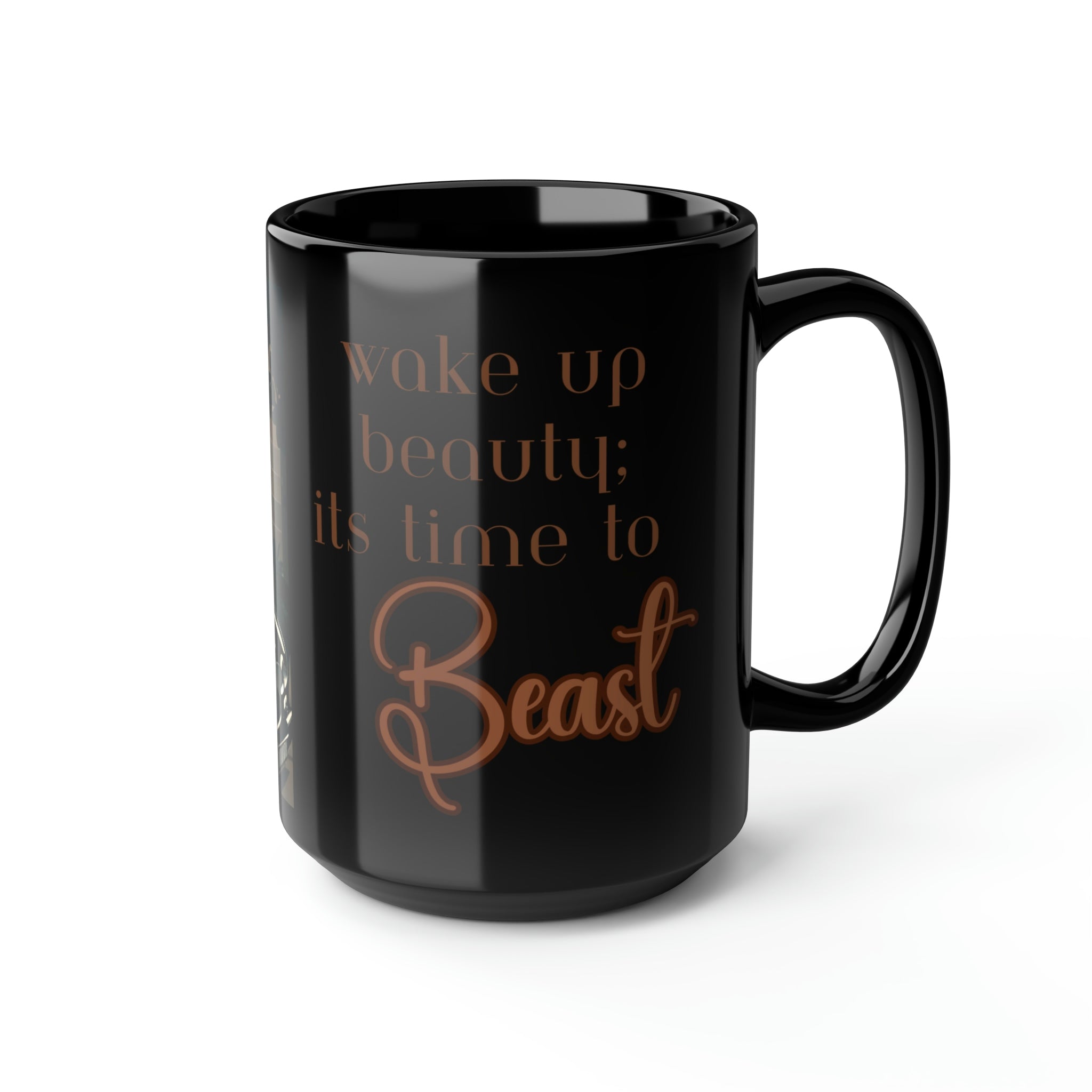 Wake up Beauty Black Mug, 15oz