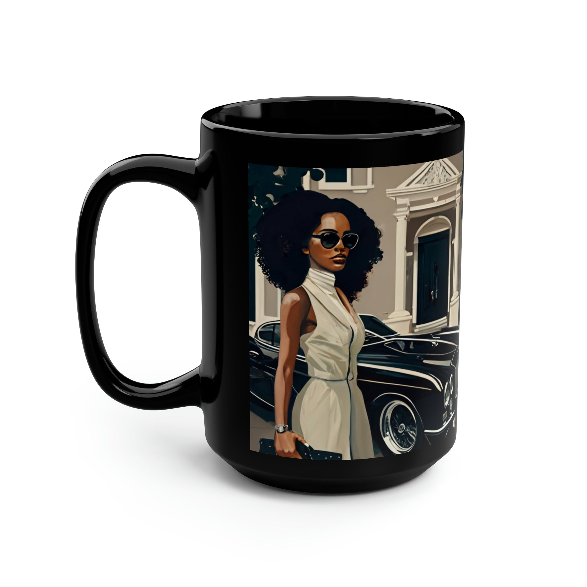Wake up Beauty Black Mug, 15oz