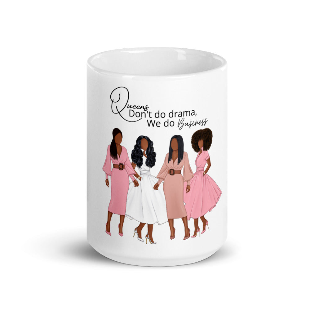 White glossy Queen mug